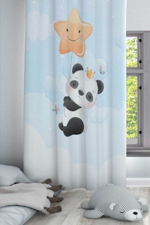 Yıldızlı Bulutlu Panda Desenli Dekoratif Çocuk Ve Bebek Odası Fon Perde Yıldızlı Bulutlu Panda Desenli Dekoratif Çocuk Ve Bebek Odası Fon Perde