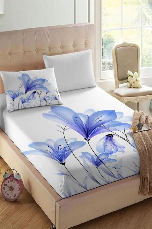 Mavi Çiçekli Baskılı Desenli Lastikli Tek Kişilik Yastıklı Lastikli Çarşaf Takımı 90x190cm Mavi Çiçekli Baskılı Desenli Lastikli Tek Kişilik Yastıklı Lastikli Çarşaf Takımı 90x190cm