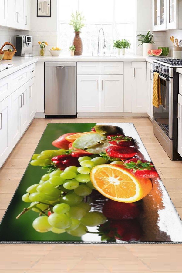 Dekoratif Desenli Yıkanabilir Kaymaz Taban Mutfak Halısı Ds-32