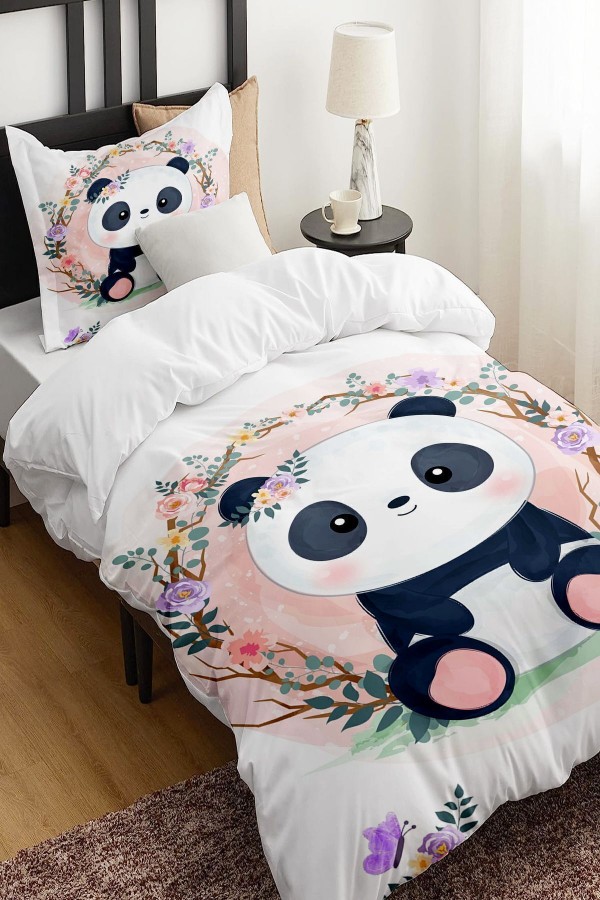 Sevimli Oturan Panda Desenli Çarşafsız Tek Kişilik Çocuk Nevresim Takımı Sevimli Oturan Panda Desenli Çarşafsız Tek Kişilik Çocuk Nevresim Takımı
