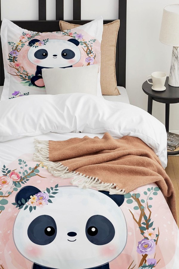 Sevimli Oturan Panda Desenli Çarşafsız Tek Kişilik Çocuk Nevresim Takımı Sevimli Oturan Panda Desenli Çarşafsız Tek Kişilik Çocuk Nevresim Takımı