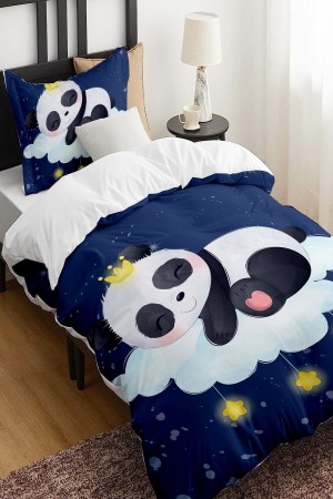 Mavi Sevimli Uyuyan Panda Desenli Çarşafsız Tek Kişilik Çocuk Nevresim Takımı Mavi Sevimli Uyuyan Panda Desenli Çarşafsız Tek Kişilik Çocuk Nevresim Takımı