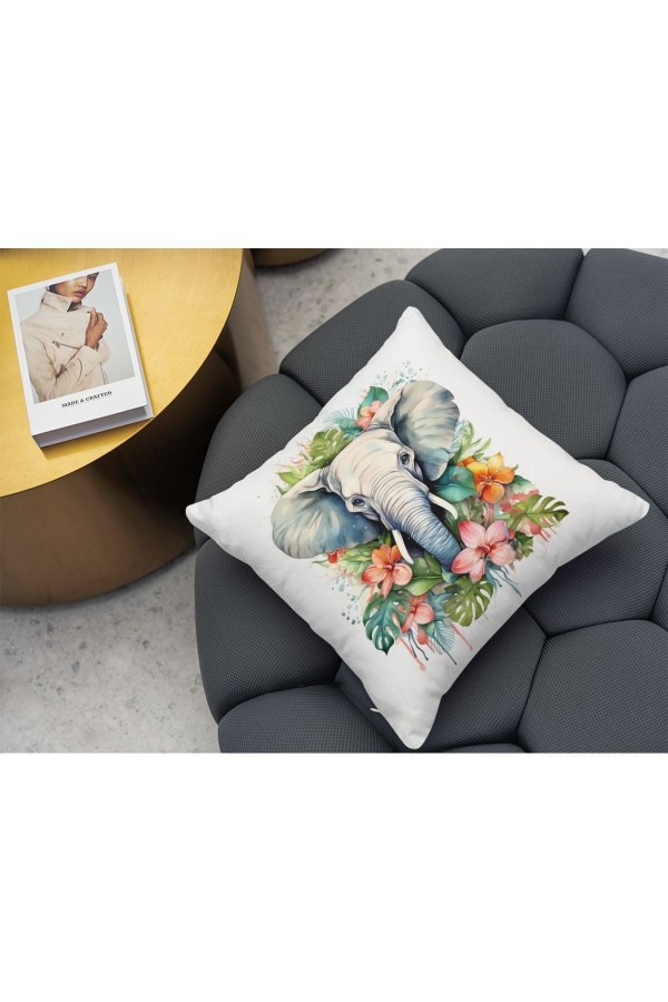Renkli Filler Desenli Dijital Baskılı Dekoratif Çift Taraflı Kırlent Kılıfı 43x43cm Renkli Filler Desenli Dijital Baskılı Dekoratif Çift Taraflı Kırlent Kılıfı 43x43cm