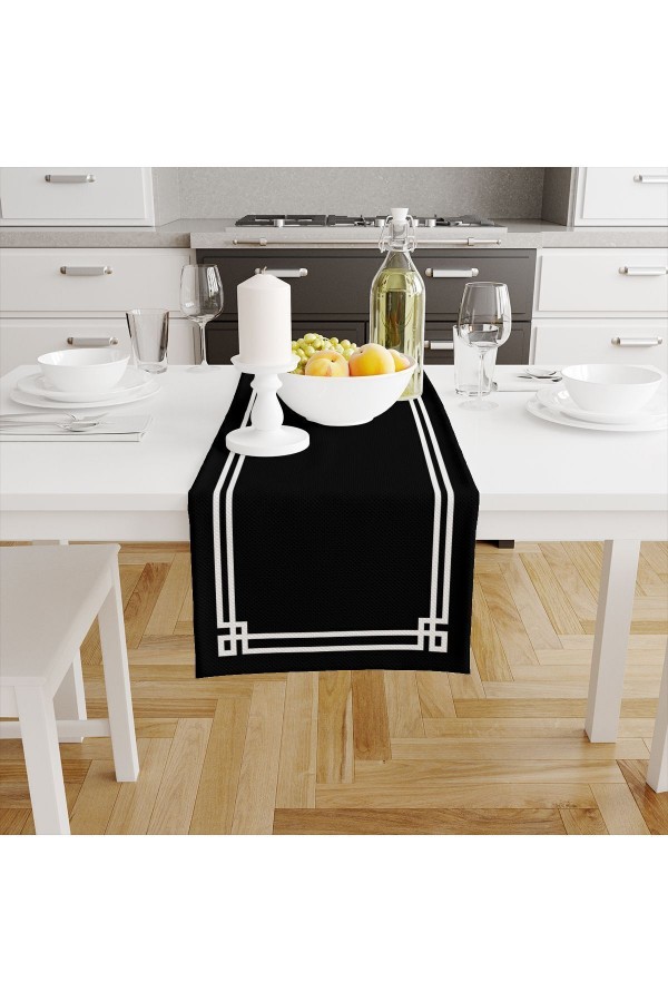 Siyah Beyaz Çizgili Desenli Baskılı Leke Tutmaz Yıkanabilir Dekoratif Masa Örtüsü Runner 40x140cm Siyah Beyaz Çizgili Desenli Baskılı Leke Tutmaz Yıkanabilir Dekoratif Masa Örtüsü Runner 40x140cm