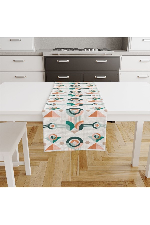 Modern Minimal Desenli Dijital Baskılı Leke Tutmaz Dertsiz Dekoratif Runner 40x140cm