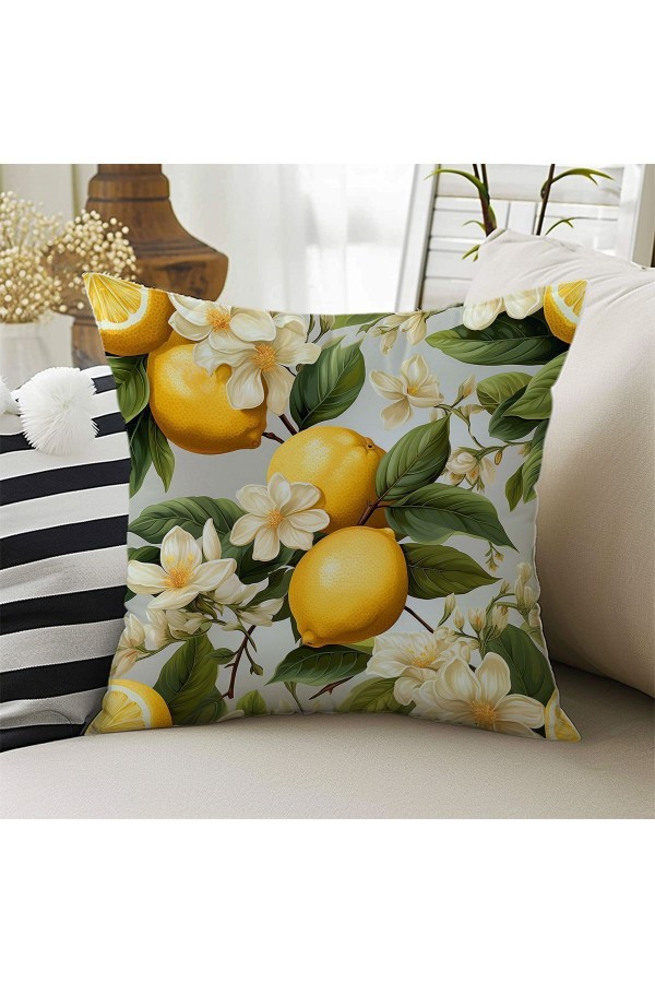Yeşil Yapraklı Limonlu Desenli Dijital Baskılı Dekoratif Çift Taraflı Kırlent Kılıfı 43x43cm Yeşil Yapraklı Limonlu Desenli Dijital Baskılı Dekoratif Çift Taraflı Kırlent Kılıfı 43x43cm