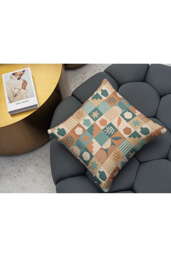 Kahverengi Retro Desenli Dijital Baskılı Dekoratif Çift Taraflı Kırlent Kılıfı 43x43cm Kahverengi Retro Desenli Dijital Baskılı Dekoratif Çift Taraflı Kırlent Kılıfı 43x43cm
