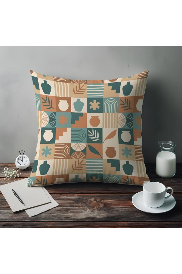 Kahverengi Retro Desenli Dijital Baskılı Dekoratif Çift Taraflı Kırlent Kılıfı 43x43cm Kahverengi Retro Desenli Dijital Baskılı Dekoratif Çift Taraflı Kırlent Kılıfı 43x43cm