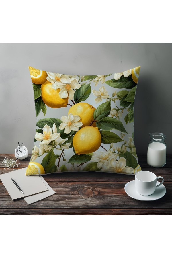 Yeşil Yapraklı Limonlu Desenli Dijital Baskılı Dekoratif Çift Taraflı Kırlent Kılıfı 43x43cm Yeşil Yapraklı Limonlu Desenli Dijital Baskılı Dekoratif Çift Taraflı Kırlent Kılıfı 43x43cm