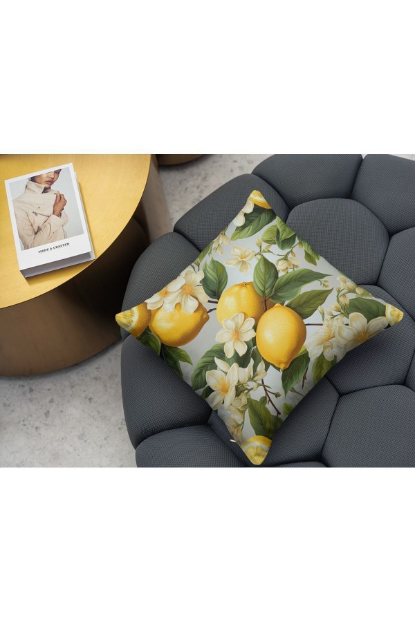 Yeşil Yapraklı Limonlu Desenli Dijital Baskılı Dekoratif Çift Taraflı Kırlent Kılıfı 43x43cm Yeşil Yapraklı Limonlu Desenli Dijital Baskılı Dekoratif Çift Taraflı Kırlent Kılıfı 43x43cm