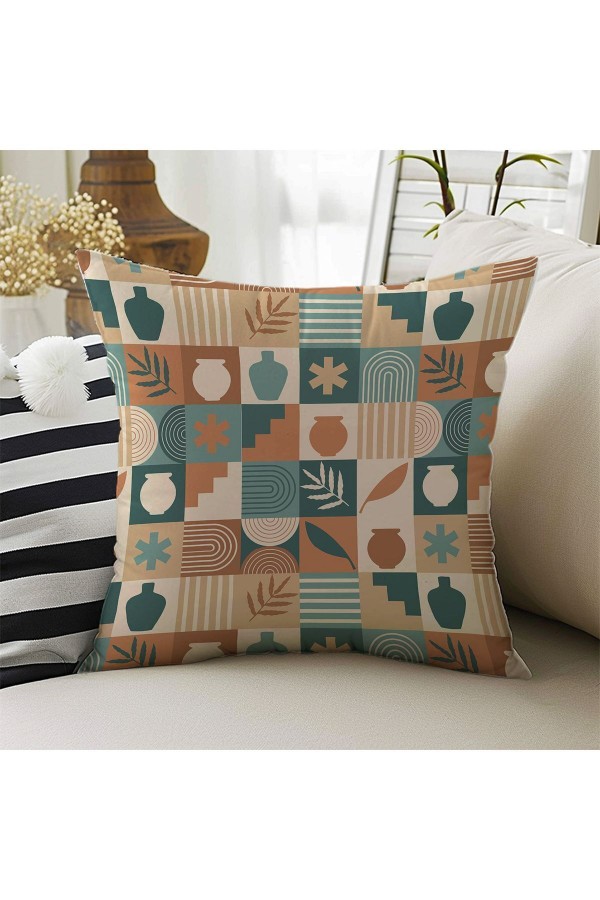 Kahverengi Retro Desenli Dijital Baskılı Dekoratif Çift Taraflı Kırlent Kılıfı 43x43cm Kahverengi Retro Desenli Dijital Baskılı Dekoratif Çift Taraflı Kırlent Kılıfı 43x43cm