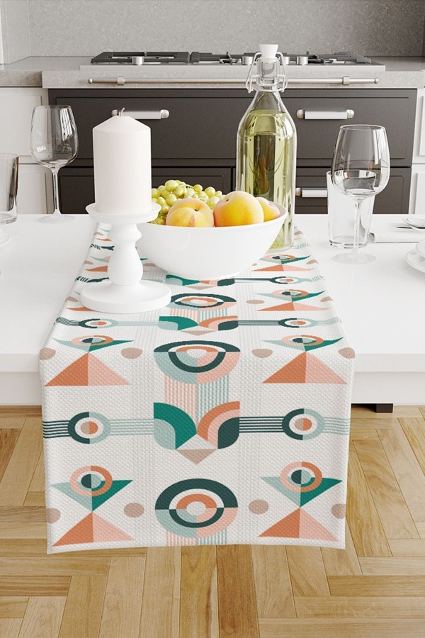 Modern Minimal Desenli Dijital Baskılı Leke Tutmaz Dertsiz Dekoratif Runner 40x140cm