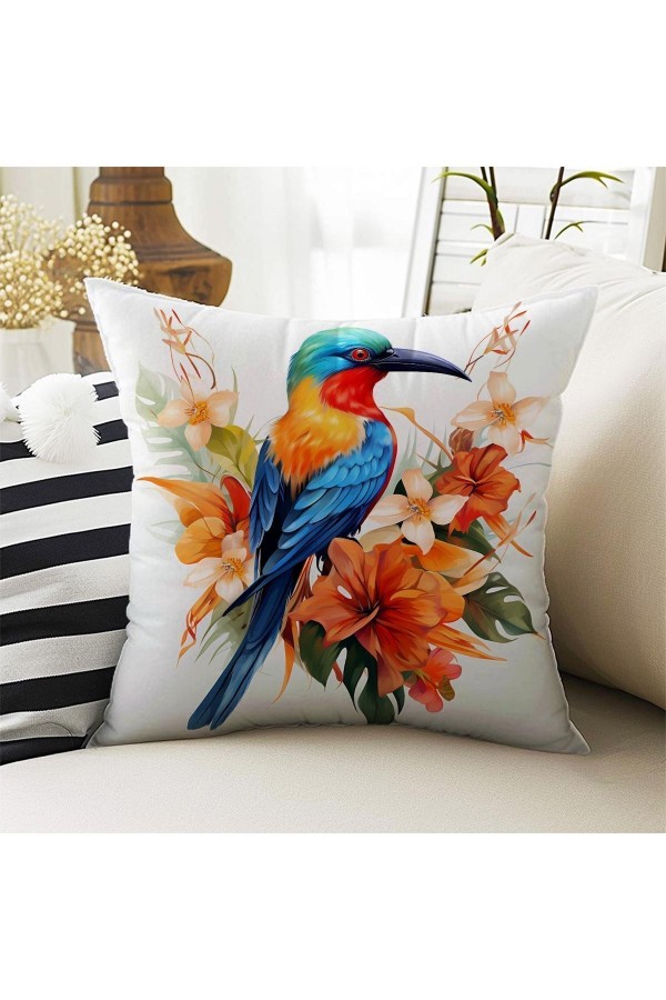 4 lü Set Kırlent Kılıfı Renkli Kuşlar Desenli Dijital Baskılı 4 lü Set Kırlent Kılıfı Renkli Kuşlar Desenli Dijital Baskılı