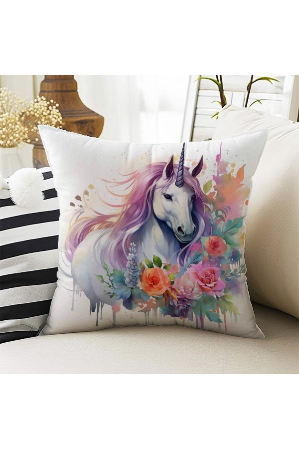 4 lü Set Kırlent Kılıfı Unicorn Atlı Desenli Dijital Baskılı Hediyelik 4 lü Set Kırlent Kılıfı Unicorn Atlı Desenli Dijital Baskılı Hediyelik