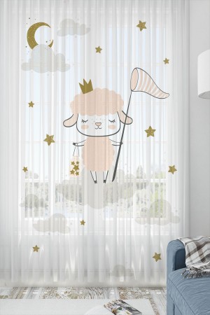 Sevimli Kuzulu Desenli Dekoratif Çocuk Bebek Odası Tek Kanat Tül Perde Sevimli Kuzulu Desenli Dekoratif Çocuk Bebek Odası Tek Kanat Tül Perde