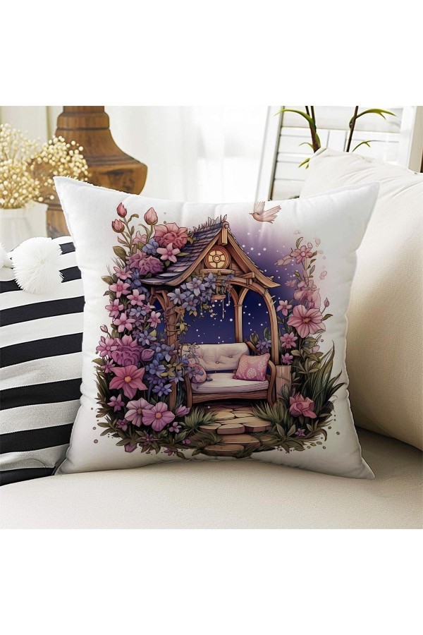 4 lü Set Kırlent Kılıfı Mor Ev Çiçekli Desenli Dijital Baskılı Hediyelik 4 lü Set Kırlent Kılıfı Mor Ev Çiçekli Desenli Dijital Baskılı Hediyelik