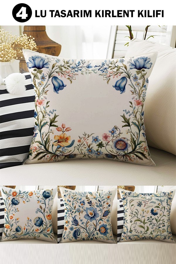 4 lü Set Kırlent Kılıfı Otantik Osmanlı Desenli Dijital Baskılı Hediyelik 4 lü Set Kırlent Kılıfı Otantik Osmanlı Desenli Dijital Baskılı Hediyelik
