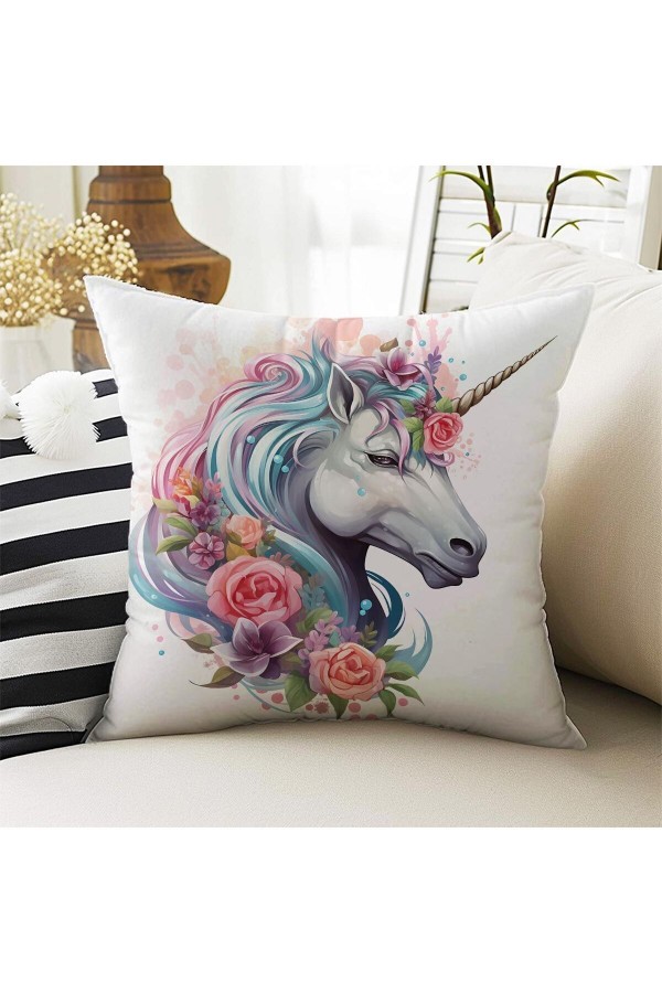 4 lü Set Kırlent Kılıfı Unicorn Atlı Desenli Dijital Baskılı Hediyelik 4 lü Set Kırlent Kılıfı Unicorn Atlı Desenli Dijital Baskılı Hediyelik