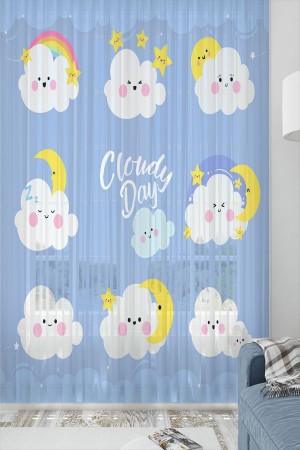 Sevimli Bulutlar Desenli Dekoratif Çocuk Bebek Odası Tek Kanat Tül Perde Sevimli Bulutlar Desenli Dekoratif Çocuk Bebek Odası Tek Kanat Tül Perde