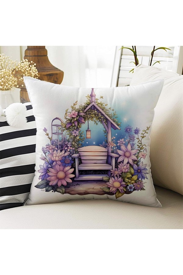 4 lü Set Kırlent Kılıfı Çiçekli Kulubeler Desenli Dijital Baskılı Hediyelik 4 lü Set Kırlent Kılıfı Çiçekli Kulubeler Desenli Dijital Baskılı Hediyelik