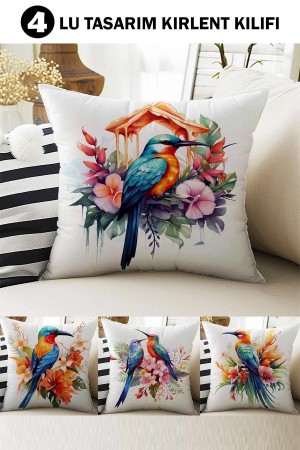 4 lü Set Kırlent Kılıfı Renkli Kuşlar Desenli Dijital Baskılı 4 lü Set Kırlent Kılıfı Renkli Kuşlar Desenli Dijital Baskılı