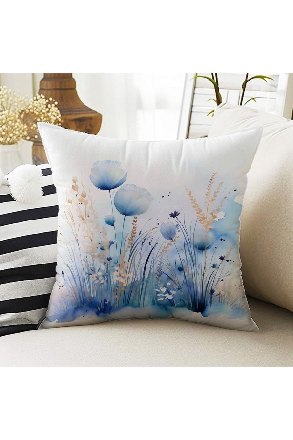 4 lü Set Kırlent Kılıfı Mavi Beyaz Çiçekli Desenli Dijital Baskılı Hediyelik 4 lü Set Kırlent Kılıfı Mavi Beyaz Çiçekli Desenli Dijital Baskılı Hediyelik