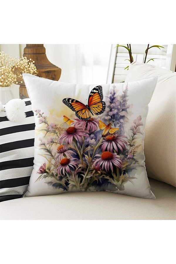 4 lü Set Kırlent Kılıfı Kelebekli Çiçekler Desenli Dijital Baskılı Hediyelik 4 lü Set Kırlent Kılıfı Kelebekli Çiçekler Desenli Dijital Baskılı Hediyelik
