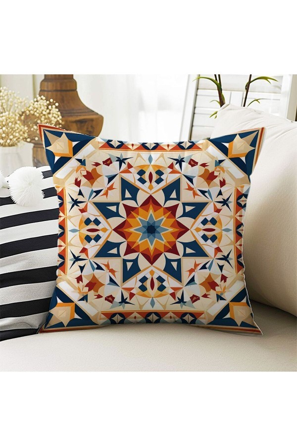 4 lü Set Kırlent Kılıfı Vintage Retro Desenli Dijital Baskılı
