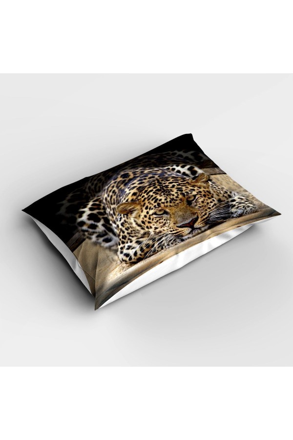 Leopar  Desenli Dijital Baskılı Tek Kişilik ve Çocuk Yatak Örtüsü ve Yastık Kılıfı