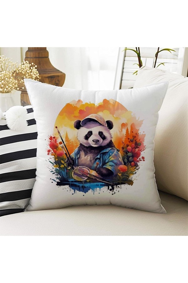 4 lü Set Kırlent Kılıfı Renkli Panda Desenli Dijital Baskılı Hediyelik 4 lü Set Kırlent Kılıfı Renkli Panda Desenli Dijital Baskılı Hediyelik
