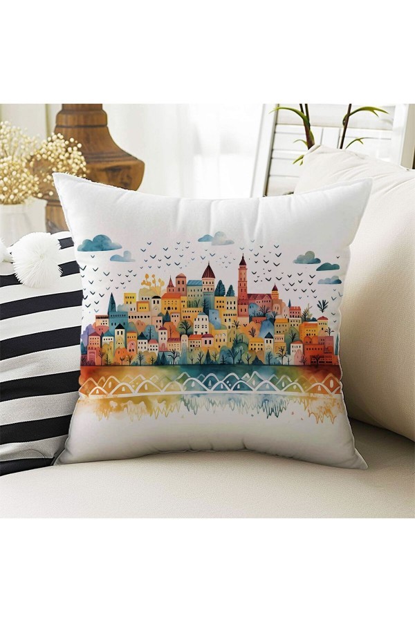 4 lü Set Kırlent Kılıfı Renkli Şehirler Desenli Dijital Baskılı Hediyelik 4 lü Set Kırlent Kılıfı Renkli Şehirler Desenli Dijital Baskılı Hediyelik