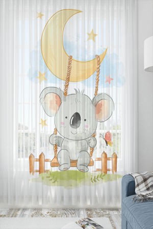 Sevimli Koala Desenli Dekoratif Çocuk Bebek Odası Tek Kanat Tül Perde Sevimli Koala Desenli Dekoratif Çocuk Bebek Odası Tek Kanat Tül Perde
