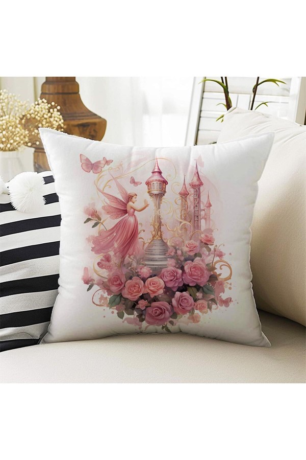 4 lü Set Kırlent Kılıfı Pembe Peri Kız Desenli Dijital Baskılı 4 lü Set Kırlent Kılıfı Pembe Peri Kız Desenli Dijital Baskılı