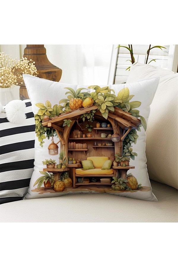 4 lü Set Kırlent Kılıfı Tropikal Ananas Desenli Dijital Baskılı Hediyelik 4 lü Set Kırlent Kılıfı Tropikal Ananas Desenli Dijital Baskılı Hediyelik