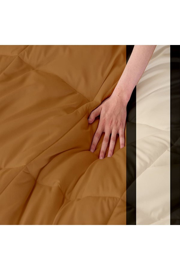 Minimal Desenli Çift Kişilik Mikrofiber Kapitone Yorgan Yastık Kılıflı Uyku Seti