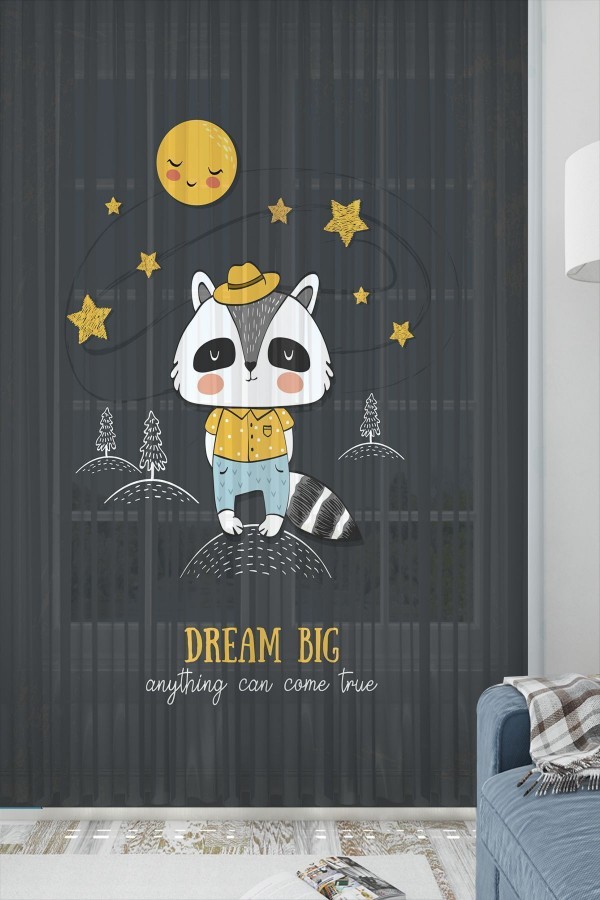 Minik Tilki Desenli Dekoratif Çocuk Bebek Odası Tek Kanat Tül Perde Minik Tilki Desenli Dekoratif Çocuk Bebek Odası Tek Kanat Tül Perde