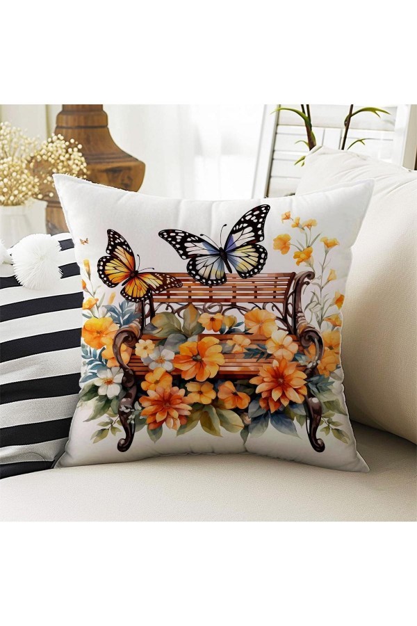 4 lü Set Kırlent Kılıfı Kelebekli Çiçekler Desenli Dijital Baskılı Hediyelik 4 lü Set Kırlent Kılıfı Kelebekli Çiçekler Desenli Dijital Baskılı Hediyelik