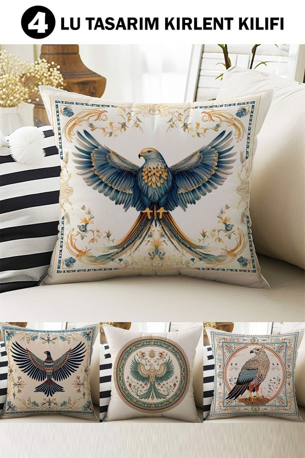 4 lü Set Kırlent Kılıfı Kuş Desenli Dijital Baskılı Hediyelik 4 lü Set Kırlent Kılıfı Kuş Desenli Dijital Baskılı Hediyelik
