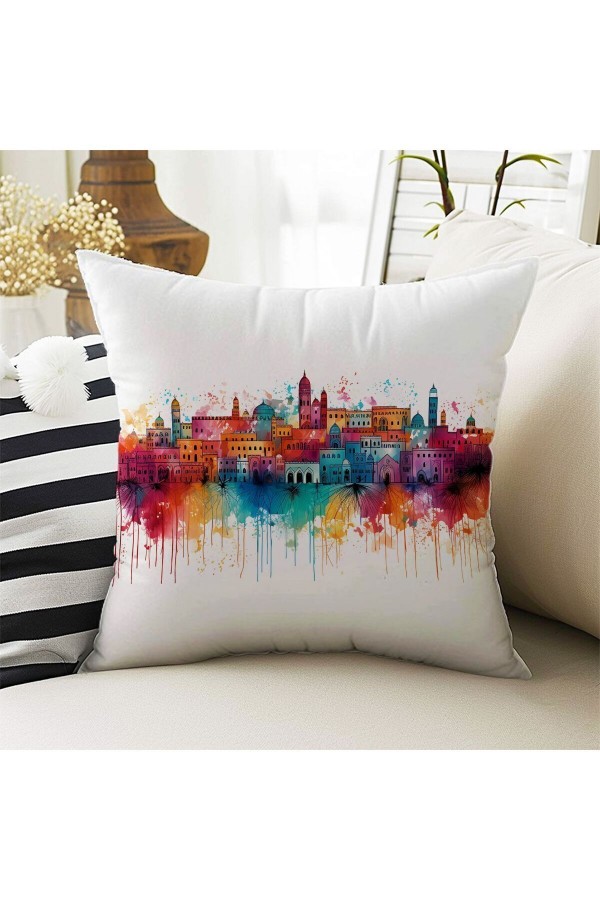4 lü Set Kırlent Kılıfı Renkli Şehirler Desenli Dijital Baskılı Hediyelik 4 lü Set Kırlent Kılıfı Renkli Şehirler Desenli Dijital Baskılı Hediyelik