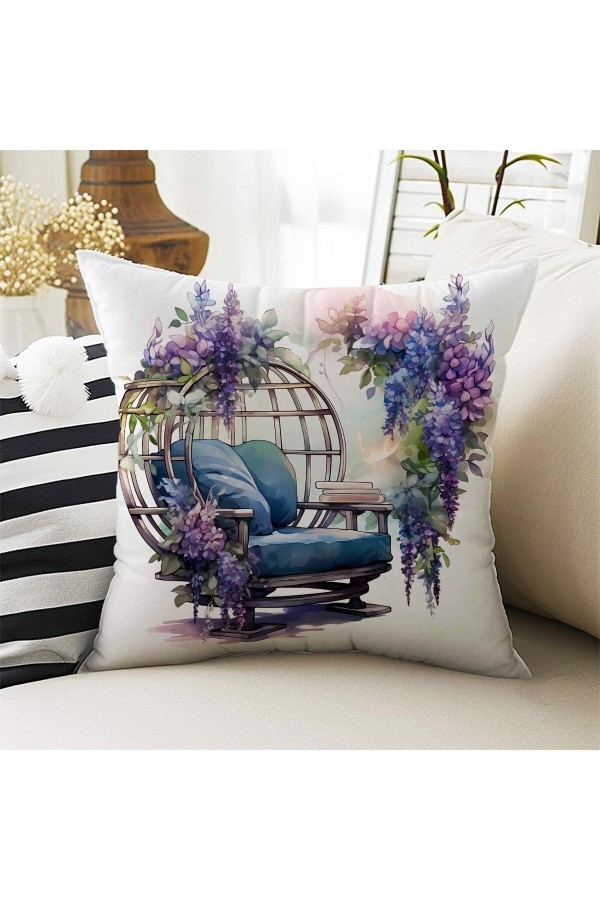 4 lü Set Kırlent Kılıfı Mor Ev Çiçekli Desenli Dijital Baskılı Hediyelik 4 lü Set Kırlent Kılıfı Mor Ev Çiçekli Desenli Dijital Baskılı Hediyelik