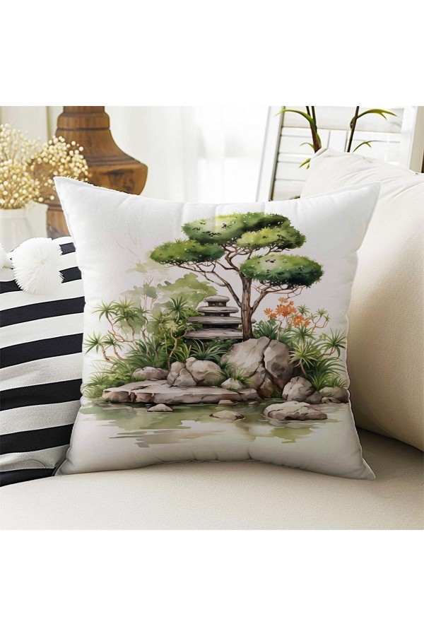 4 lü Set Kırlent Kılıfı Yeşil Doğa Kız Desenli Dijital Baskılı Hediyelik 4 lü Set Kırlent Kılıfı Yeşil Doğa Kız Desenli Dijital Baskılı Hediyelik