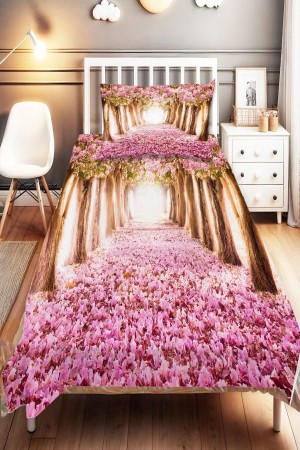 Pembe Ağaçlar Aşk Yolu  Desenli Dijital Baskılı Tek Kişilik ve Çocuk Yatak Örtüsü ve Yastık Kılıfı Pembe Ağaçlar Aşk Yolu  Desenli Dijital Baskılı Tek Kişilik ve Çocuk Yatak Örtüsü ve Yastık Kılıfı