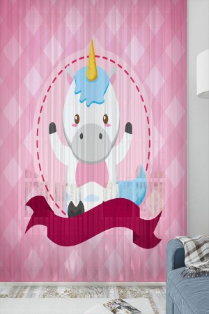 Pembe At Desenli Dekoratif Çocuk Bebek Odası Tek Kanat Tül Perde Pembe At Desenli Dekoratif Çocuk Bebek Odası Tek Kanat Tül Perde