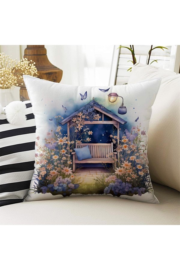 4 lü Set Kırlent Kılıfı Çiçekli Kulubeler Desenli Dijital Baskılı Hediyelik 4 lü Set Kırlent Kılıfı Çiçekli Kulubeler Desenli Dijital Baskılı Hediyelik