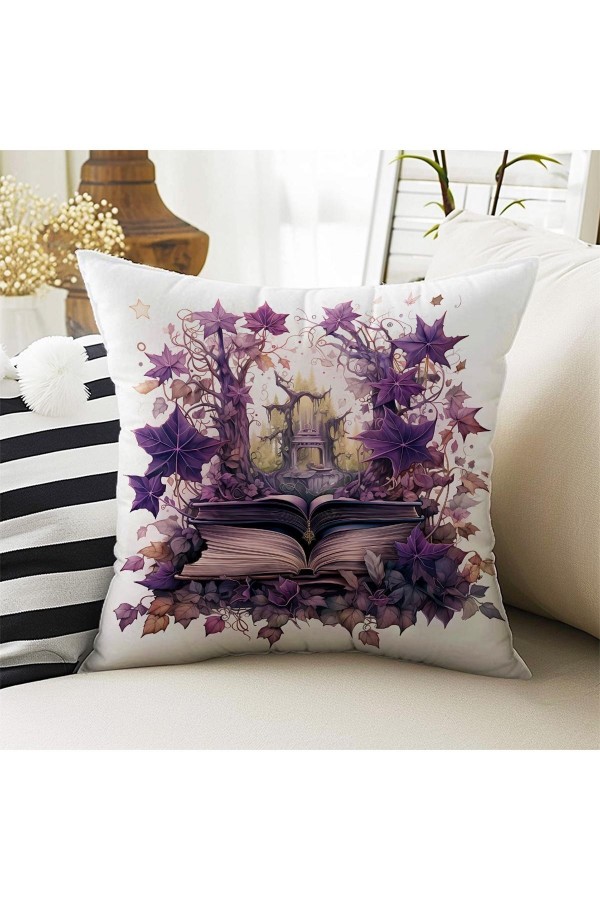 4 lü Set Kırlent Kılıfı Mor Ev Çiçekli Desenli Dijital Baskılı Hediyelik 4 lü Set Kırlent Kılıfı Mor Ev Çiçekli Desenli Dijital Baskılı Hediyelik