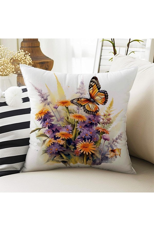 4 lü Set Kırlent Kılıfı Kelebekli Çiçekler Desenli Dijital Baskılı Hediyelik 4 lü Set Kırlent Kılıfı Kelebekli Çiçekler Desenli Dijital Baskılı Hediyelik