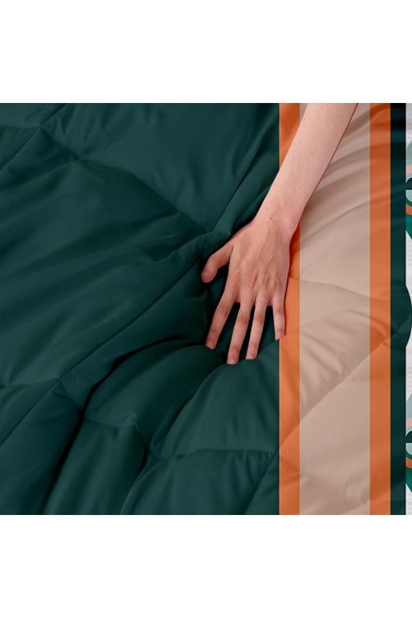 Modern Minimal Desenli Çift Kişilik Mikrofiber Kapitone Yorgan Yastık Kılıflı Uyku Seti