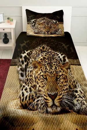 Leopar  Desenli Baskılı Dekoratif Yatak Örtüsü Tek Kişilik Yastıklı Pike Takımı Leopar  Desenli Baskılı Dekoratif Yatak Örtüsü Tek Kişilik Yastıklı Pike Takımı