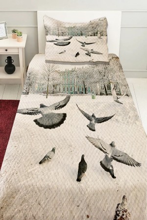 Uçan Kuşlar  Desenli Baskılı Dekoratif Yatak Örtüsü Tek Kişilik Yastıklı Pike Takımı Uçan Kuşlar  Desenli Baskılı Dekoratif Yatak Örtüsü Tek Kişilik Yastıklı Pike Takımı