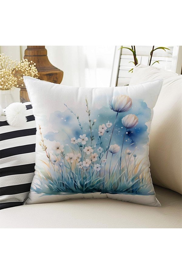 4 lü Set Kırlent Kılıfı Mavi Beyaz Çiçekli Desenli Dijital Baskılı Hediyelik 4 lü Set Kırlent Kılıfı Mavi Beyaz Çiçekli Desenli Dijital Baskılı Hediyelik